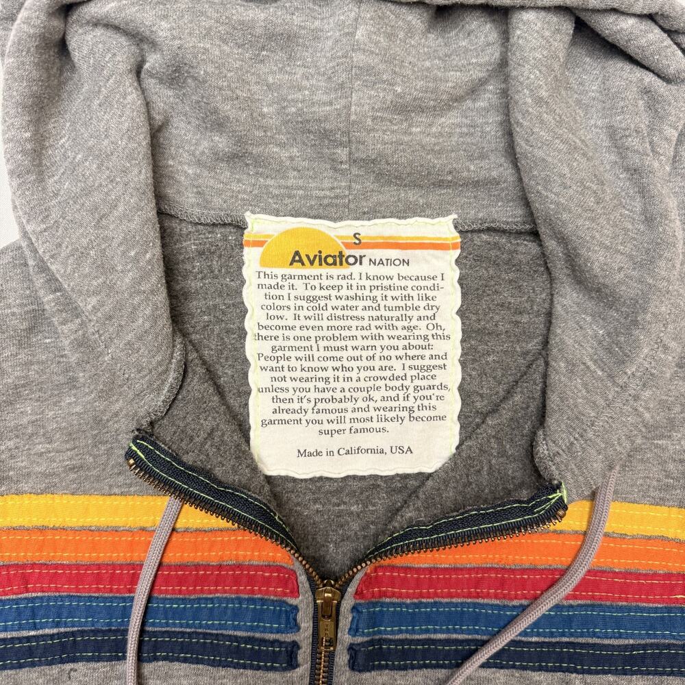 Aviator Nation Zip Up Hoodie Small Gray Coors Light 5-Stripe French Terry - Picture 4 of 7